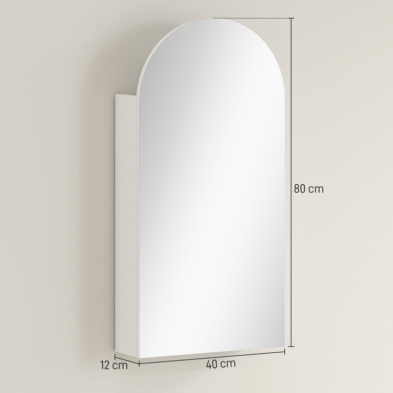 40mm W 80mm H Wall Mounted Required Framed Medicine Cabinet Mirror, White