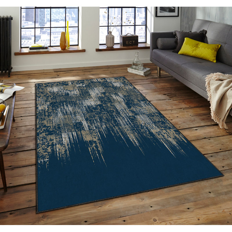 Luxurious Non-Slip Area Rug, 4.0 x 5.9 Feet, 100% Polyester, 740g/m² | Velvet Fabric with Digital Print | Easy-Clean Laminated Sponge Underside, Machine Washable | Perfect for Living Room, Bedroom & Home Decor