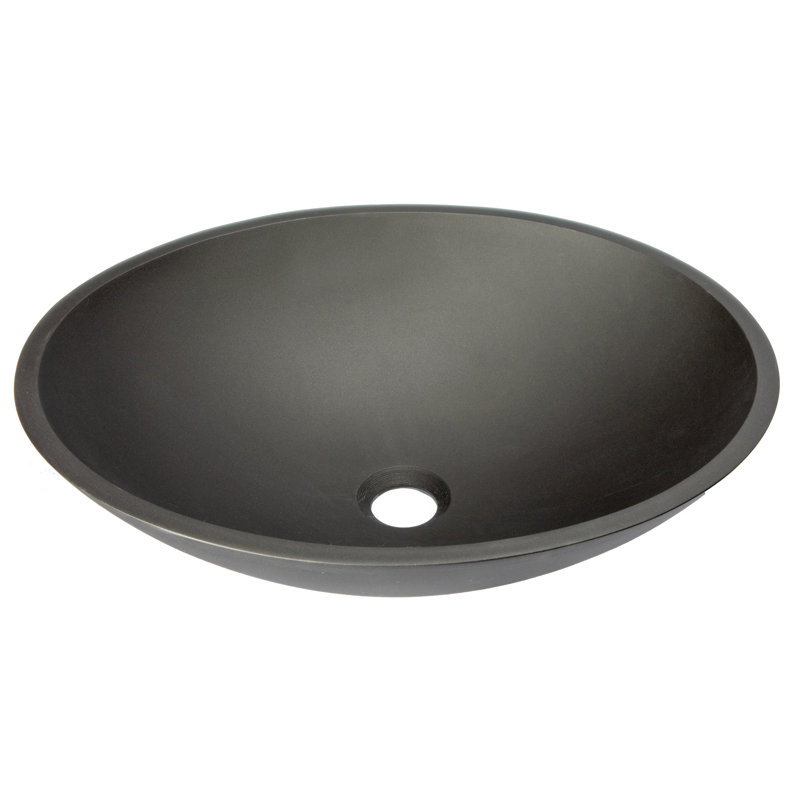 Matte Black Oval Tempered Glass Above-Counter Sink