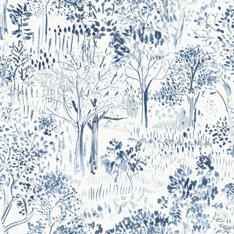 Rouleau de papier peint lisse L 33 pi x l 20,5 po Catoya Forest, Bleu marine