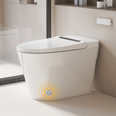 Luoware Smart Toilet with Bidet Built in, One Piece Elongated Modern Bidet Toilet w/Pump-Assisted Auto Flush, Foot Sensor, Heated Seat, Warm Water & Dryer, LED Display, Night Light, Built-in Water Tank