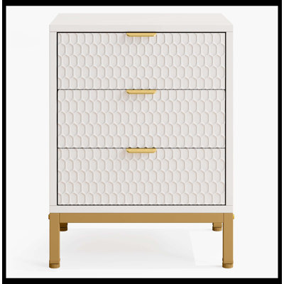 Modern Nightstand, 25.8" Tall Bedside Table With 3 Drawers