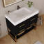 Meuble-lavabo de salle de bain de 91 cm (36 po) en pierre artificielle avec lavabo en céramique, meuble-lavabo moderne avec tiroirs à fermeture amortie et étagères ouvertes, meuble-lavabo autoportant.-1440813282