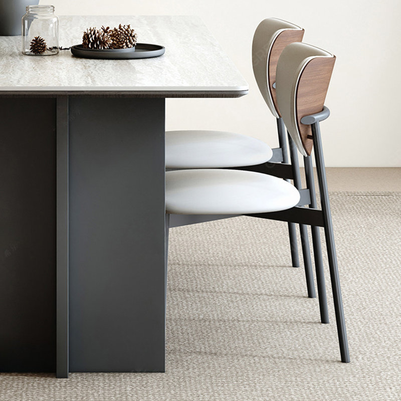 Middle style rock plate texture dining table, 29.52"H x 62.99"L x 31.49"W