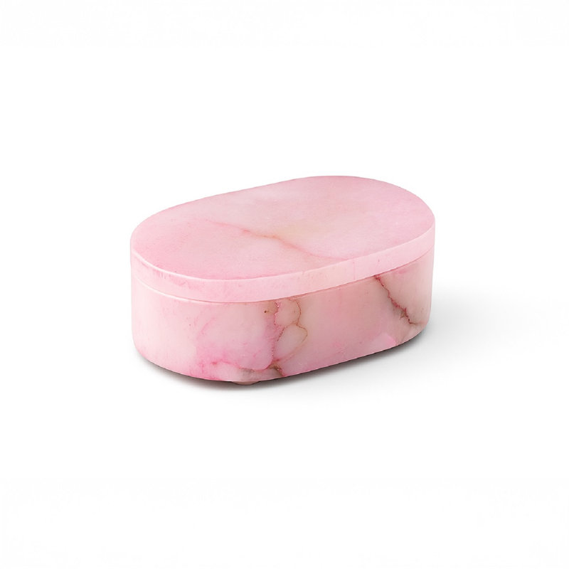 Boîte de présentation ovale rose albâtre, H 1,38 po x l 4 po x P 2,5 po