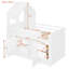Lit mezzanine simple en bois avec bureau, tiroirs, armoires, beige-916398788