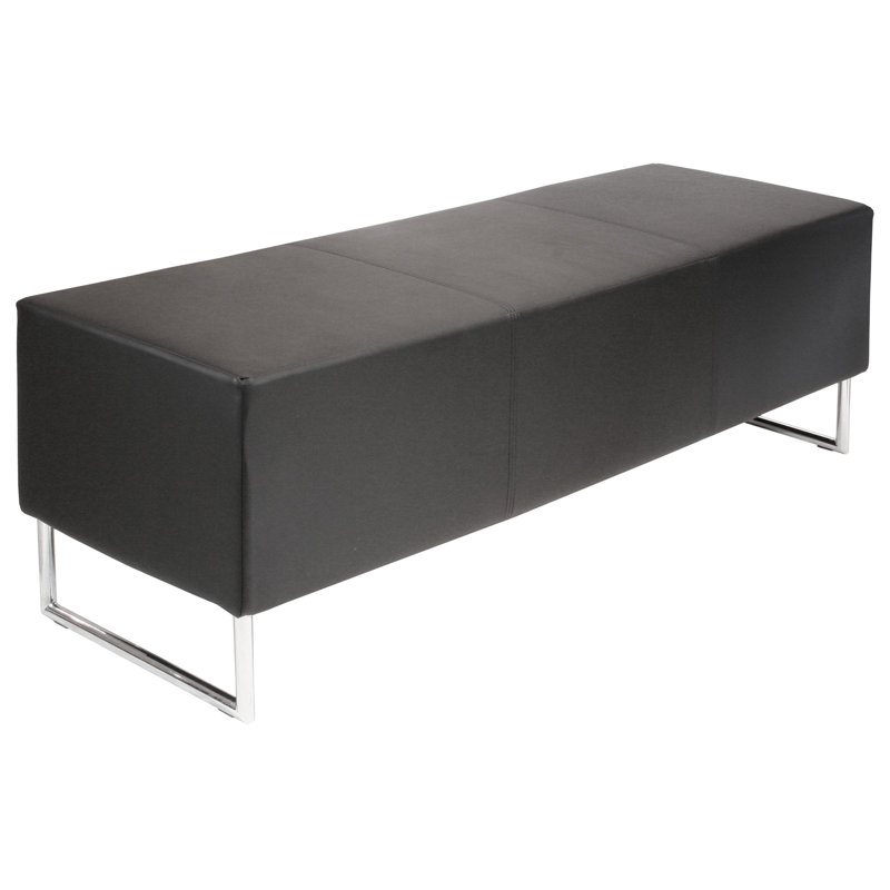 Khinvasara Faux Leather Upholstered Bench, Black