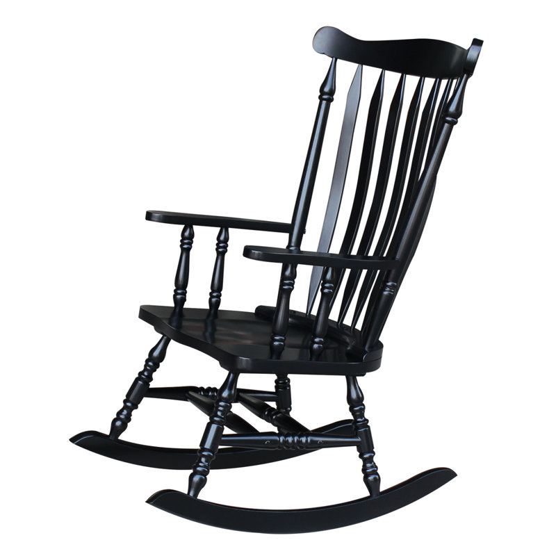 Solid Wood Rocking Chair, Antique Black