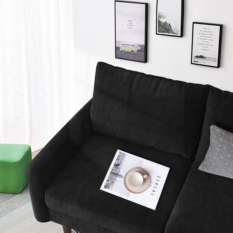 Causeuse Marick, Velours noir, H 33,1 po x l 56,3 po x P 31,1 po