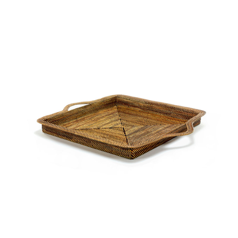 Wicker Square Geometric Decorative Tray
