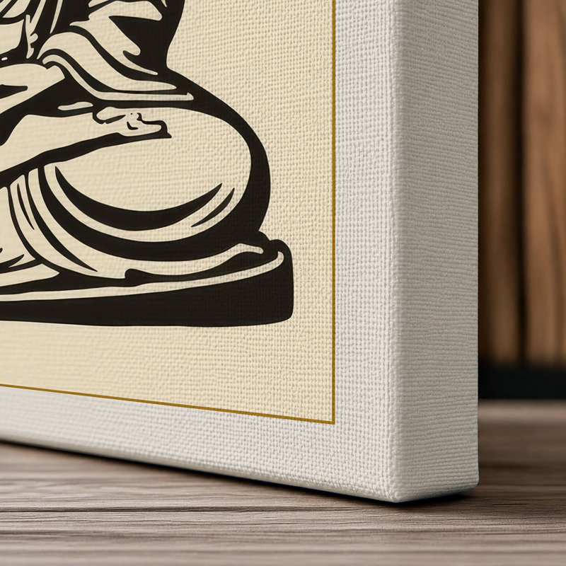 Buddha in Meditation Minimalist - Wrapped Canvas, 30x20 - 76.2 x 50.8 cm, Cream Border