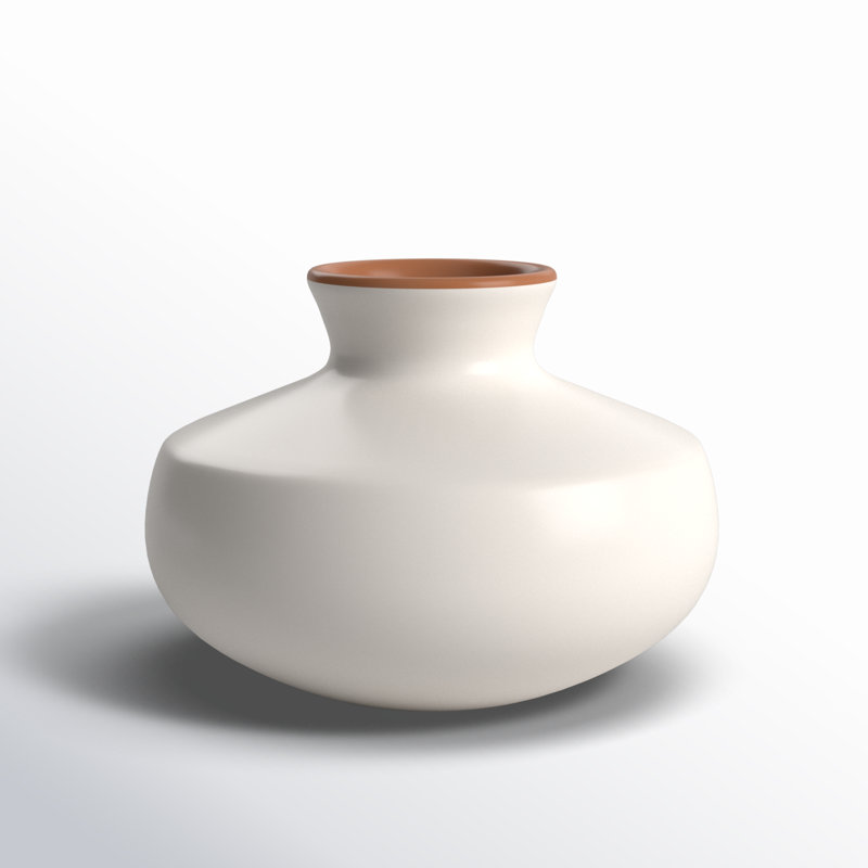 Fiorella Handmade Ceramic Table Vase, White, 7"