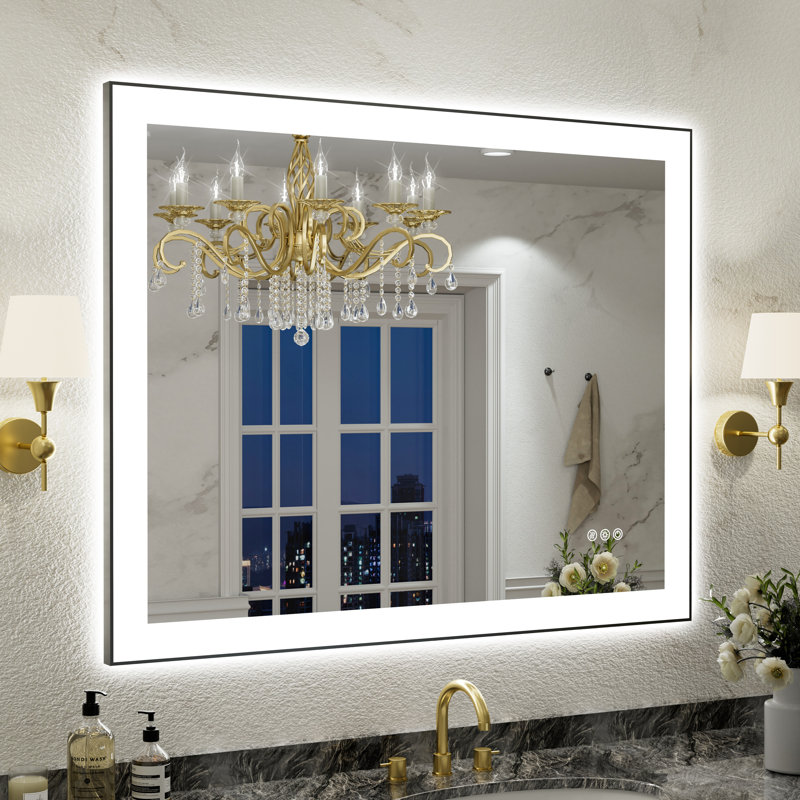 UL Certified Front & Back LED Bathroom Vanity Mirror – Anti-Fog, Tempered Glass, Black Aluminum Frame, 40" H x 32" W