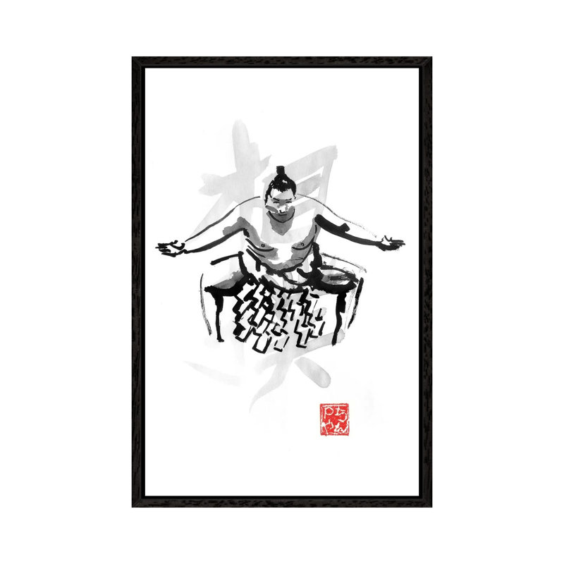 Sumo by Péchane - Painting on Canvas, 101.6 cm H x 66.04 cm W, Black Framed