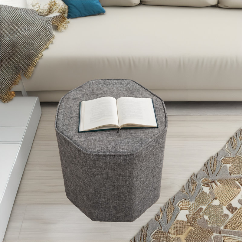 Repose-pieds rembourré Caiomhe, Polyester / coton gris