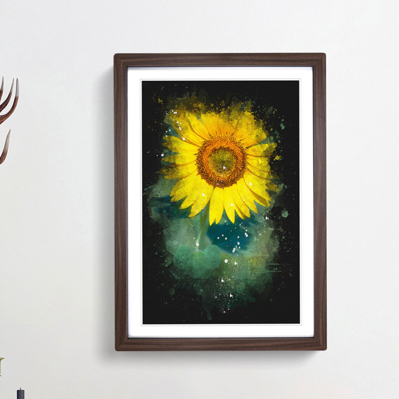 The Sunflower - Framed Print, 33cm H x 24cm W x 2cm D, Walnut Framed