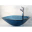 Lavabo de salle de bain carré en verre avec robinet