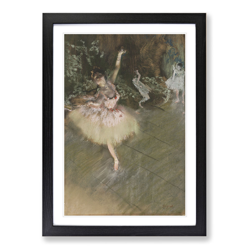 A Star Ballet Ballerina Dancer by Edgar Degas - Picture Frame Painting, 90cm H x 65cm W x 2cm D, Black