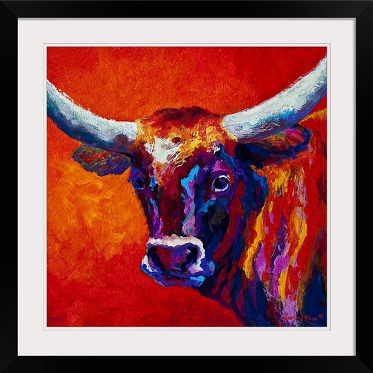 "Aidrianna Longhorn Steer" par Marion Rose, reproduction d'art sur toile tendue, H 31 po x l 31 po x P 1 po