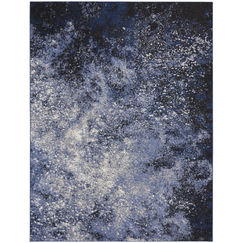 Tapis bleu clair tissé à la machine 8 pi x 10 pi