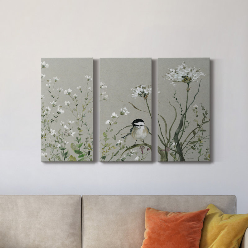 Bouquet of Grace Meadow II - Ensemble de 3 peintures sur toile tendue, H 27 po x l 54 po x P 1 po