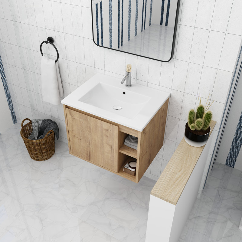 Meuble-lavabo simple mural 24 po avec comptoir en céramique Petréf