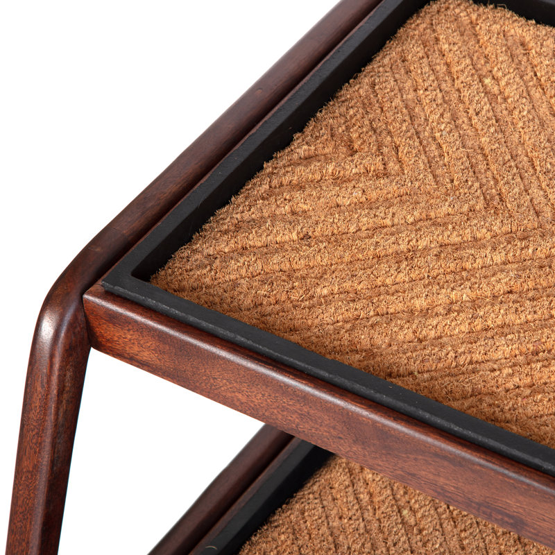 Support à bottes en bois massif de qualité supérieure avec tapis en fibre de coco naturelle - Rangement pour chaussures