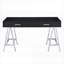 Bureaux, bureau moderne à 2 tiroirs - noir brillant, base chromée, H 32 po x l 54 po x P 22 po | noir + argent | bois + métal