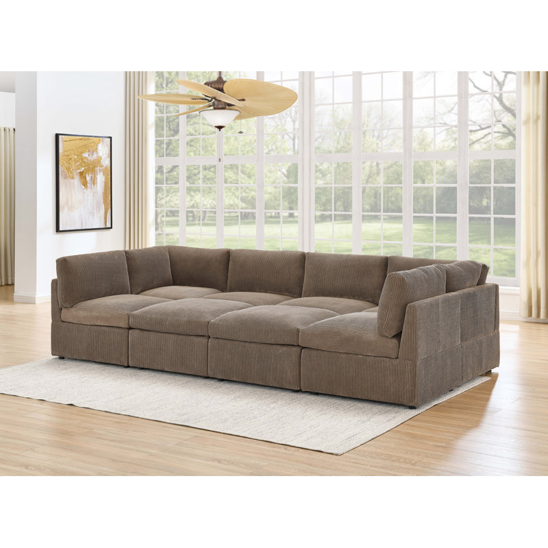 Arvill Corduroy U-Shaped Sectional, Dark Brown