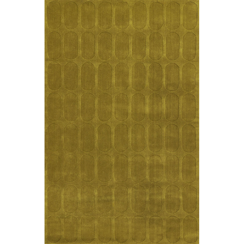 Mazzi Contour Hand Loomed Wool Geometric Light Olive Area Rug, Rectangle 7'10" x 10'