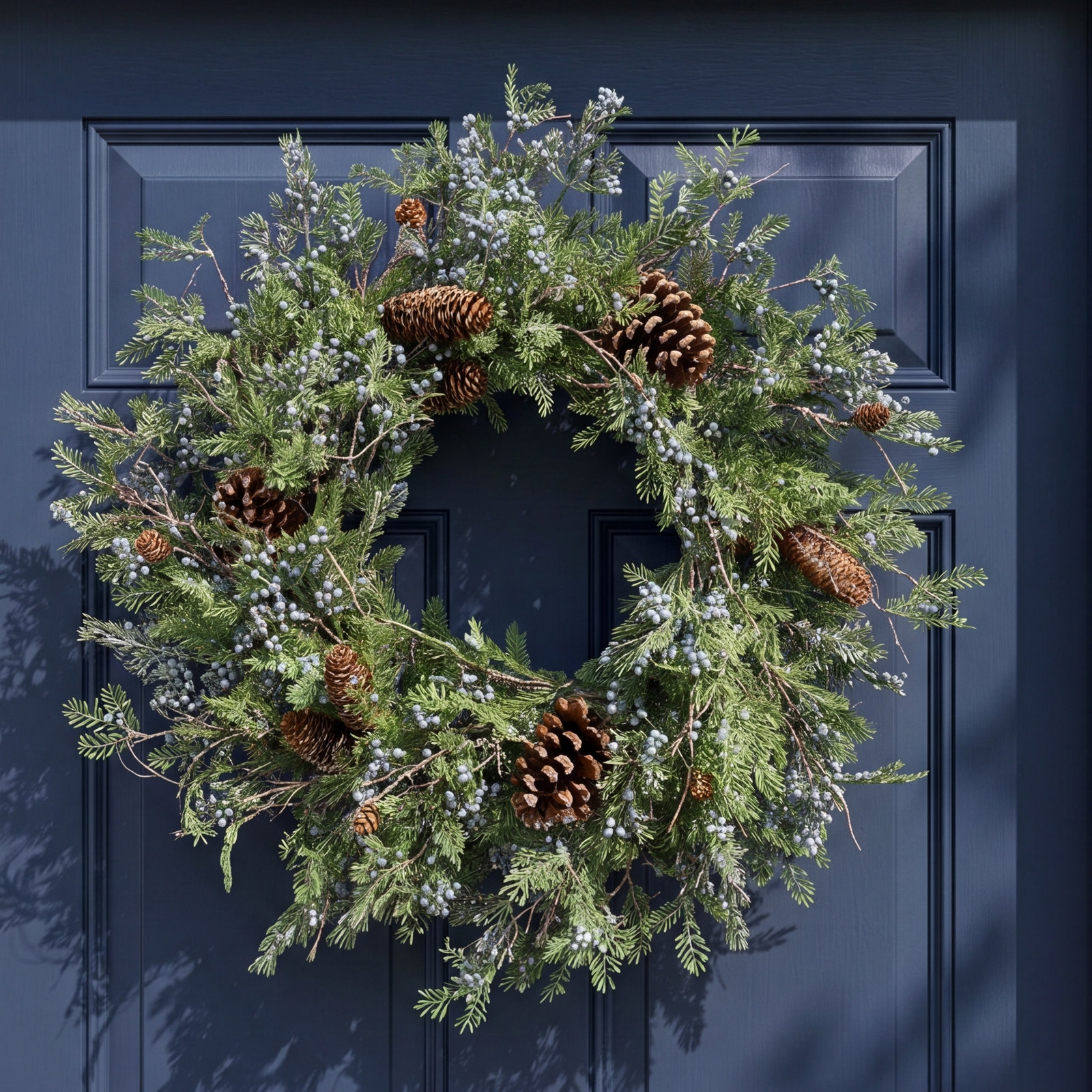 28" Artificial Berry Cedar Christmas Wreath, Green