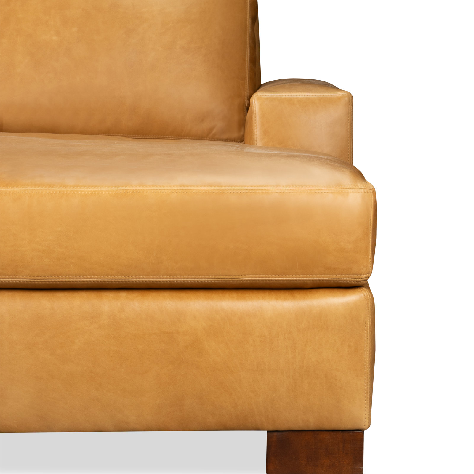 Jonie Genuine Leather Armchair, Steamboat Caramel Genuine Leather