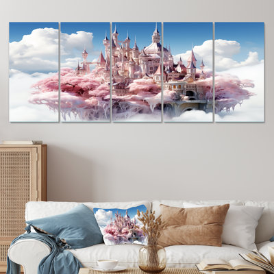 Château flottant de fantaisie, ensemble d'art mural 5 pièces