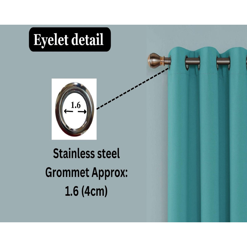 Jeffro Pair Eyelet Blackout Curtains, Teal, 167.64cm Width x 137.16cm Drop