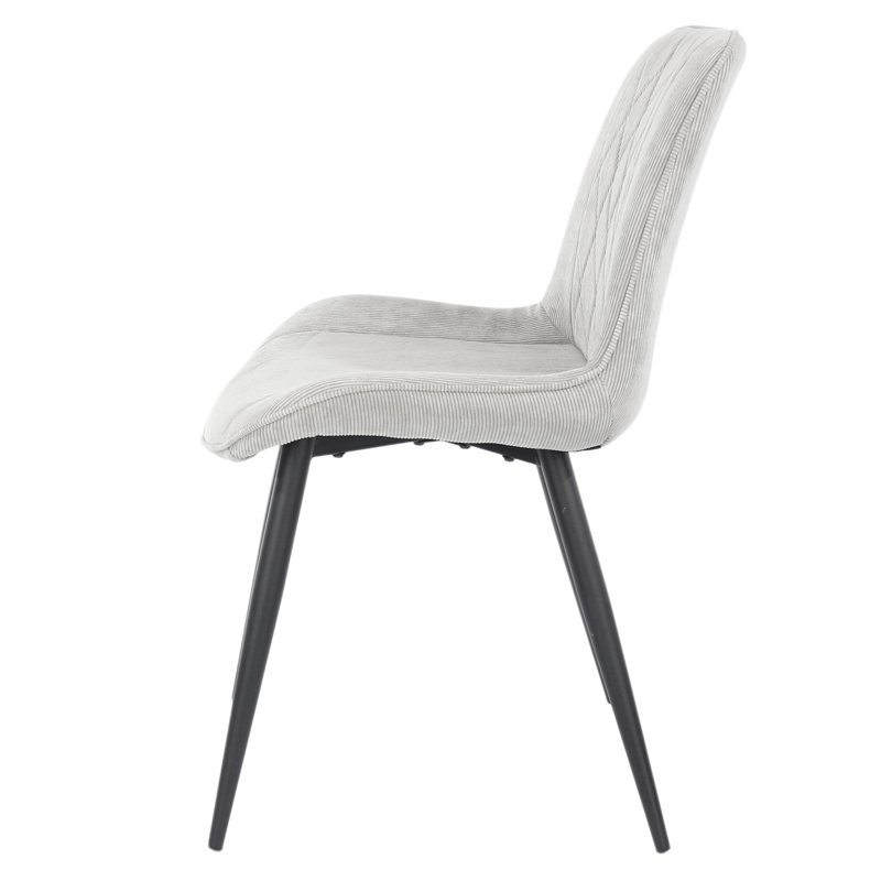 Kalie Pair of Upholstered Diamond Stitched Dining Chairs, White