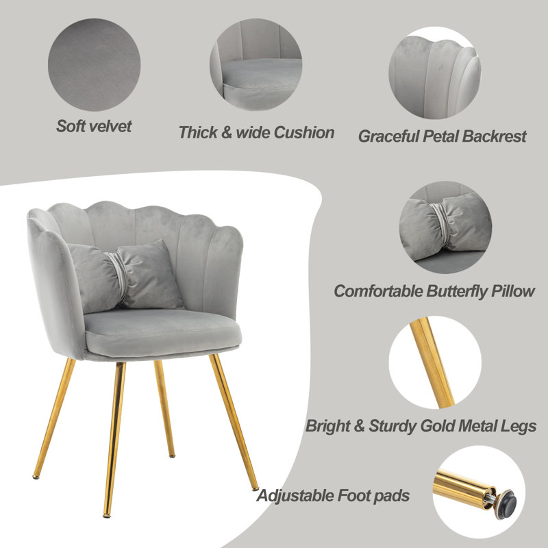 Auldridge Velvet Armchair, Gray 