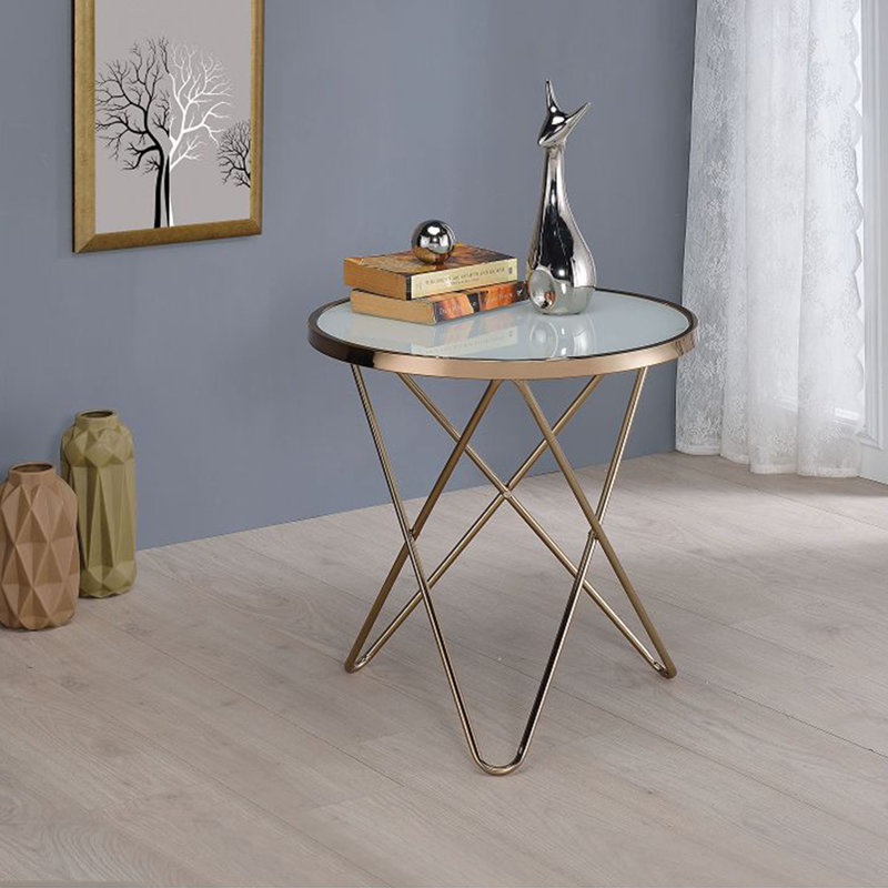 Huckell Glass Top End Table, White