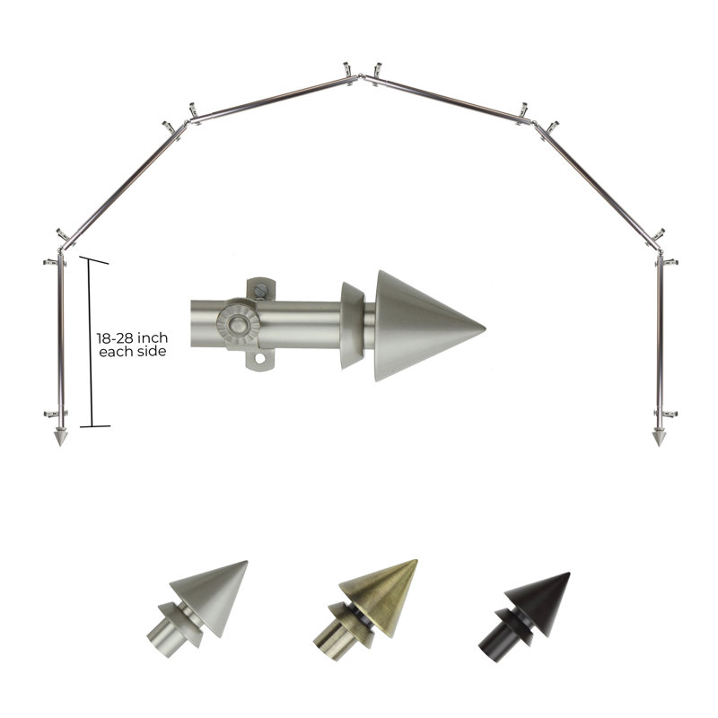 Tringle à rideaux simple réglable 28 "à 48" 0,81 "à baie vitrée, 18 à 28 po (de chaque côté), Nickel satiné