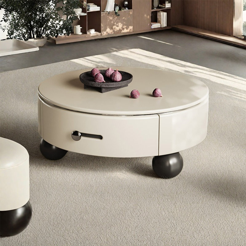Simple round coffee table, 13.4" H x 27.6" L x 27.6" W