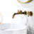 Wall Mounted Bathroom Sink Faucet - Temperature Adjustable Handles, Splash, Pop-Up Drain, Bronze Build For Easy Control, Bronze, Quality Construction