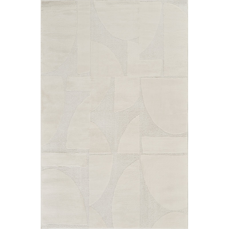 Hamilton Modern Metallic Sheen Area Rug - Polypropylene Weaving - Jute Backing - Abstract Motif Geometric Lines Design Rugs, Cream