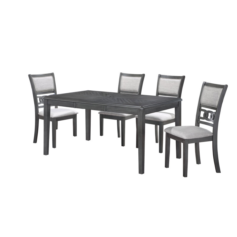 Ensemble de salle à manger rectangulaire L 60 po x l 35,5 po Ziemer, Gris, Tissu gris foncé / gris