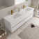 72" Wall-Mounted Bathroom Vanity Floating Double Sink Vanity with Stone Resin Top and Basin, 4 Soft Close Drawers
