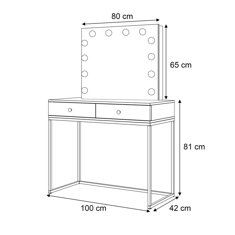 Blanco Dressing Table with Mirror, White
