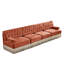 Velours doux 135 po 4, brun rouge, bouton, jupe à pampille, modulaire, base en bois, mousse haute résilience