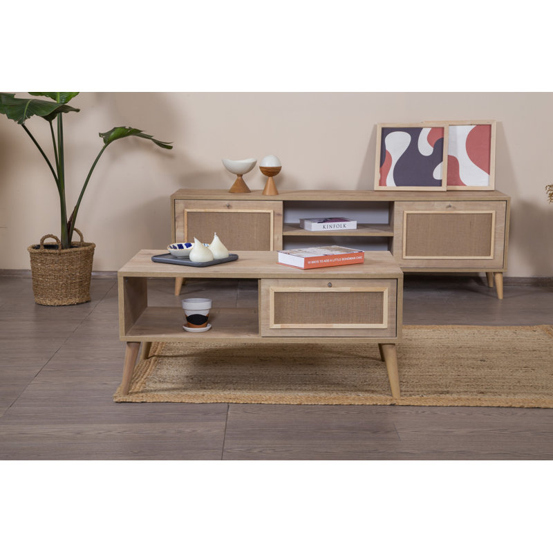 Table basse moderne avec rangement supplémentaire, 21,7 po x 39,4 po x 17,7 po | Panneau de particules et panneau de fibres à densité moyenne enduit 100% mélamine, portes à fermeture douce, pieds de charme | Design scandinave pour les salons contemporains