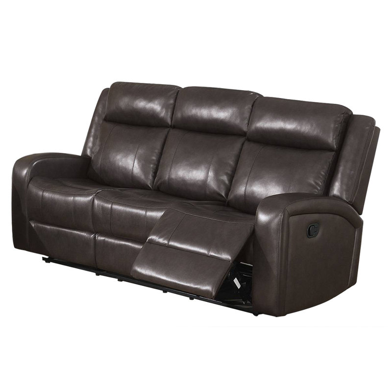 Heimdall 82'' Faux Leather Reclining Sofa, Brown Polyurethane