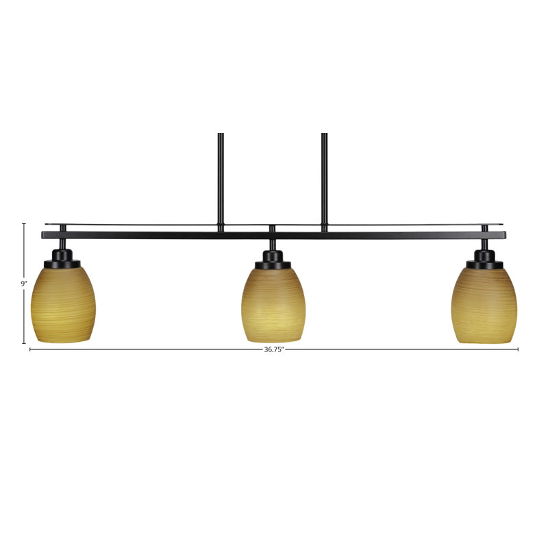 Luminaire pour îlot de cuisine 3 lumières Merha, Gris, Noir mat