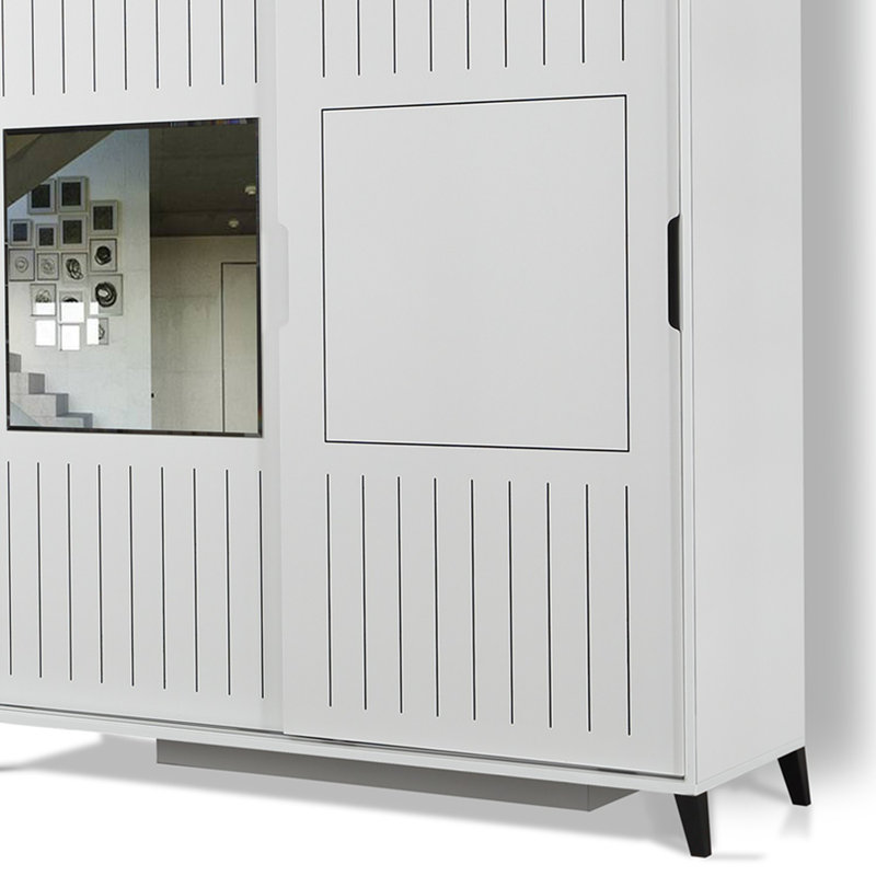 Armoire Suellen, H 85 po x l 59,06 po x P 23,6 po, Brillant / blanc
