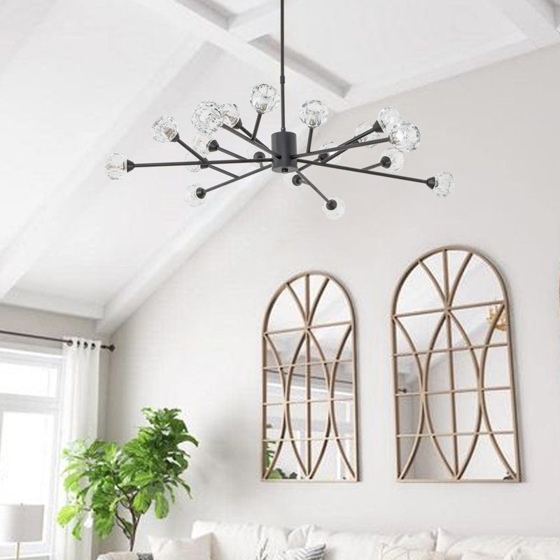 Croyd 18 - Light Dimmable Sputnik Modern Linear Chandelier, Black